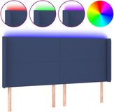 vidaXL Hoofdbord LED 163x16x118/128 cm stof blauw