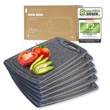 Exitoso ontbijtplank set van 6 snijplanken marmerlook zwart, antislip sap gegolfd en handvat, vaatwasmachinebestendig antibacterieel kunststof broodplank, 25 x 15 cm bordenset klein