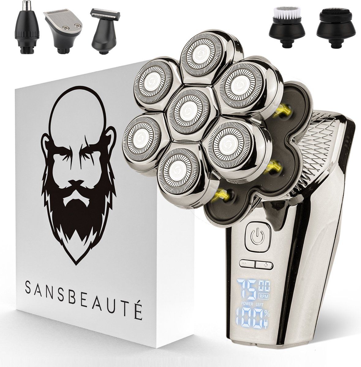 Sansbeauté SkullSharp PRO MAX 6-in-1 Electric Face & Head Shaver - Gold