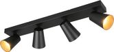 Trio Leuchten wandspot SHARP 817100432, zwart metaal, mat deksel, goud/zwart, behalve 4x GU10