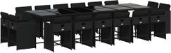 vidaXL Ensemble de jardin 17 pièces avec coussins poly rotin noir