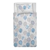 PENSIERI DELICATI Eenpersoons beddengoedset 100% katoen, compleet met dekbedovertrek 155 x 200 cm en 1 kussensloop 52 x 82 cm, gemaakt in Italië, machinewasbaar op 40 °C, motief: ballonnen lichtblauw