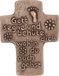 Croix baptismale en bronze, 10 x 8 cm, avec inscription de bénédiction