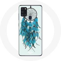 Maniacase Hoesjes voor Samsung Galaxy A21S Dream Catcher Blauw met witte achtergrond