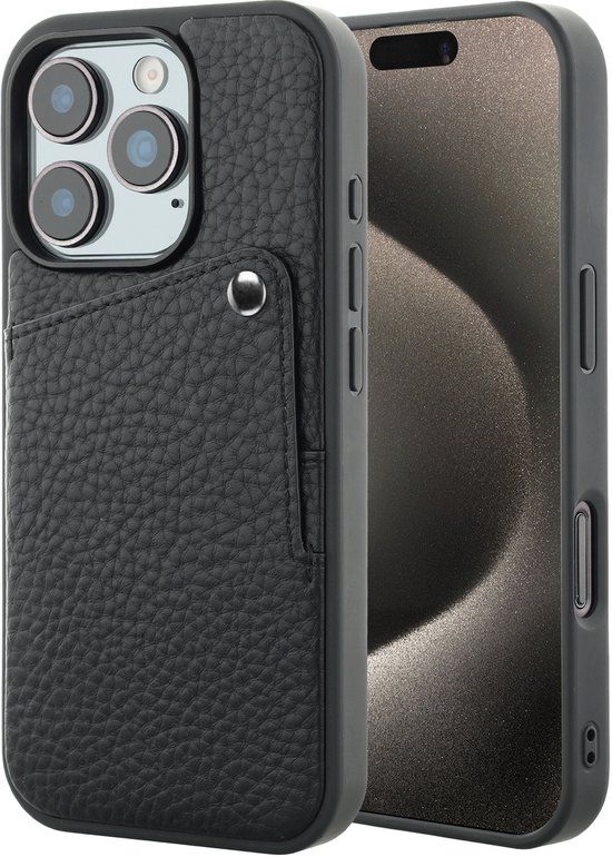 Selencia Hoesje - Geschikt voor Apple iPhone 15 Pro - Backcover met Pashouder - Zwart