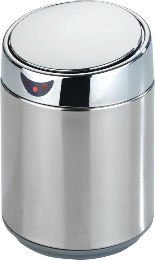 WENKO Make-up vuilnisbakje met sensor chrome - 12 cm - RVS