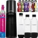 SodaStream Terra, noir: distributeur d'eau avec une bouteille noire de 1 litre + 1 bouteille noire de 1 litre + accessoires supplémentaires