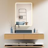 PonteSino HOKO LED Badkamerspiegel Rechthoekig 70x100cm Wit Aluminium Frame Traploos Instelbare Kleurtemperatuur Memory-functie IP44 Hawaii