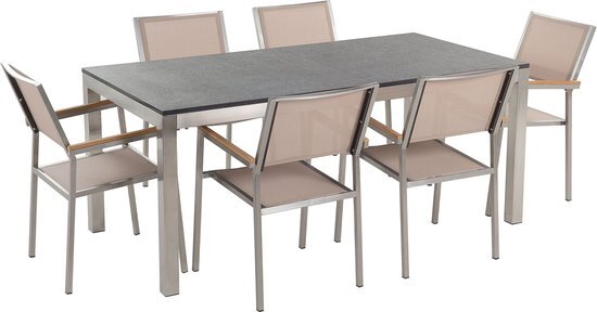 Beliani GROSSETO - Tuinset - Beige - RVS