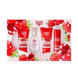Zwarte tulp, aardbei en kers, cadeauset, uniseks, eau de toilette, 50 ml + bodylotion 75 ml + douchegel 75 ml + deodorantspray 50 ml, zoete en frisse geur, langdurig