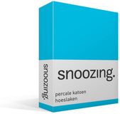Snoozing percale katoen hoeslaken - 80x220 cm - blauw