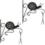 Relaxdays plantenhaak met slak, set van 2, wandmontage, 30 x 30,5 x 2 cm, bloempothouder, binnen en buiten, ijzer, zwart