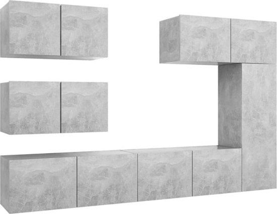 vidaXL 6-delige Tv-meubelset Bewerkt Hout Betongrijs