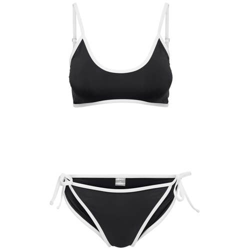 ONLY Voorgevormde Crop Bikini Set met Strik - Zwart