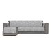 Italian bed linnen "Glamour" antislip sofa cover met chaise longue links, donkergrijs, 240cm