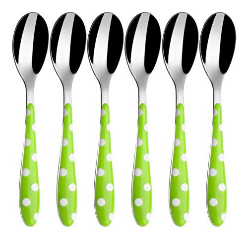 Bugatti Pois ("dots") -PSMU 014F08 6 moccallepels, 6 stuks SAN-acrylonitril hars), staal, 16 x 20 x 3 cm, groen