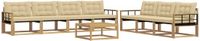 vidaXL - Bank loungeset - 7 zitplekken - Wit en Beige - Acacia hout