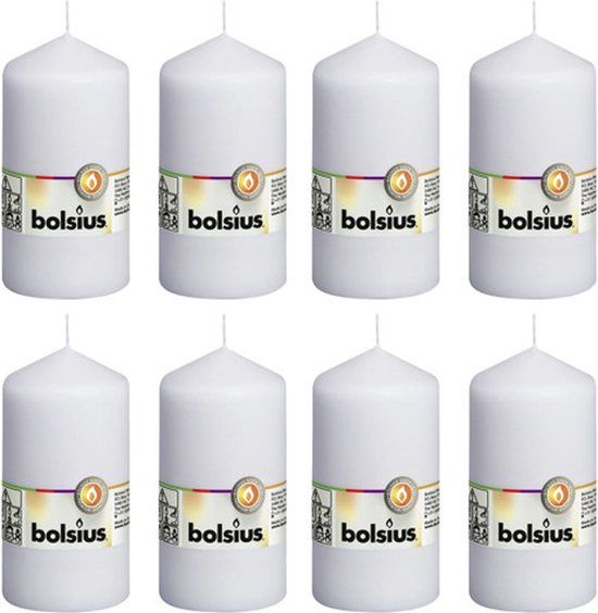 Bolsius Stompkaarsen - 8 stuks - Wit - 130x68 mm