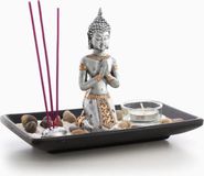 Out of the Blue Decoset Buddha op houten tray 22x14cm