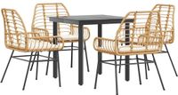 vidaXL 5-delige tuinset met kussens polyrattan glas bruin
