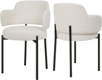 Puluomis - Eetkamerstoelen - Set van 2 - Teddy Fleece - Metalen poten - Wit