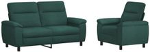 vidaXL Canapé 2 places Tissu Vert foncé