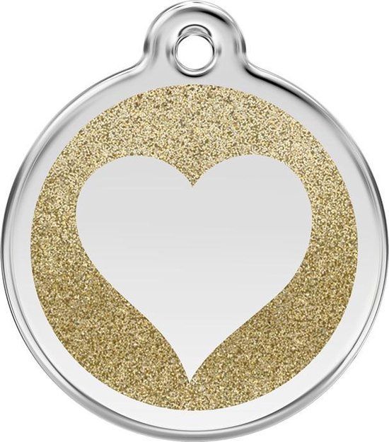 Red Dingo Hondenpenning 20 mm hart glitter goudkleurig