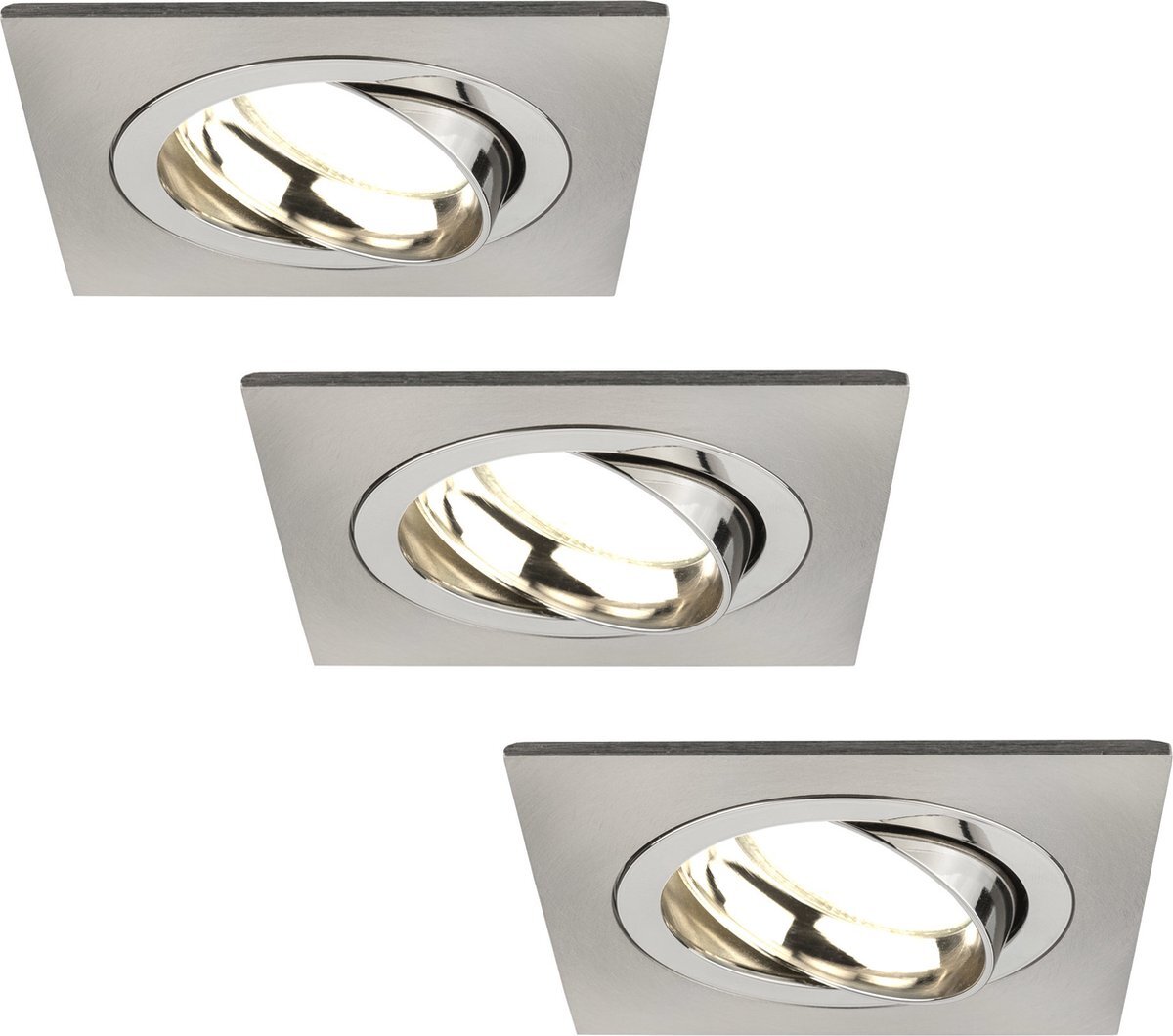 LEDVION Dimbare LED inbouwspot RVS - Sevilla - 5W - 2700K - 92mm - Vierkant - 3 pack