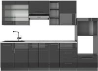 Vicco Fame-Line Complete keukeneenheid – 280 cm, WB Marmer Antraciet Hoogglans
