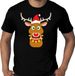Bellatio Decorations Fout Kerst t-shirt - Rudolf het rendier met kerstmuts - zwart voor heren - plus size kerstkleding / kerst outfit XXXXL
