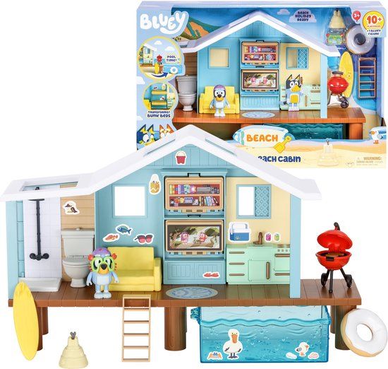 Moose Toys Bluey's Beach Hut - BLUEY - Speelset met exclusief beeldje en meer dan 10 accessoires