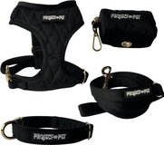 Project 01 Pet XS Luxe Velvet Harness, Collar, Leash & Poop Bag Set - Black