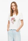 s.Oliver T-shirt met print en juwelendetails - dames - wit - 38