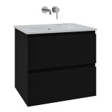 Saniclass Chaci Badkamermeubelset - 60x45x55cm - keramische wastafel glans wit - 1 wasbak - zonder kraangat - 2 lades - mat zwart