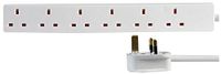 PRO ELEC PELB1910 6 Gang Extension Lead 5m, Wit