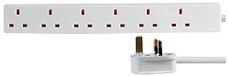 PRO ELEC PELB1910 6 Gang Extension Lead 5m, Wit
