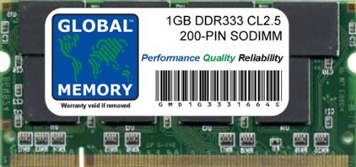 GLOBAL MEMORY 1GB DDR 333MHz PC2700 200-PIN SODIMM GEHEUGEN RAM VOOR IBOOK G4 & ALUMINIUM POWERBOOK G4