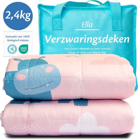 EL-Life Ella Sleeps Verzwaringsdeken Kind 2,4kg - 90 x 120cm - Roze Nijlpaard - OEKO-TEX Katoen - Weighted Blanket