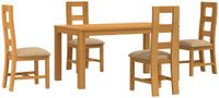 vidaXL Eetkamerset Beige Massief Eikenhout
