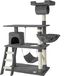 tectake® Chat poteau griffoir 141 cm – Poteau griffoir, arbre à chat avec hamac, grotte, corde à jouer et escalier – Peluche & Sisal – Extra Large – Maison pour chat d'intérieur – Gris