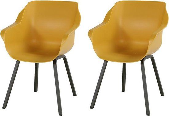 Hartman Sophie Armchair Garden Chair with Armrest - Yellow - Set of 2