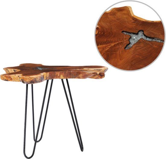 vidaXL Salontafel 70x45 cm massief teakhout en polyresin