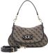 GUESS Samantha Flap Shoulder Bag Black Logo beige