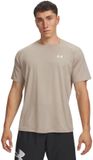 Under Armour UA Tech Textured SS-BRN Heren Sportshirt - Timberwolf Taupe - Zwart