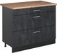 Vicco R-Line meuble bas de cuisine, béton noir/anthracite, plan de travail chêne doré 100 cm