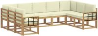vidaXL Hoek loungeset 9-delig Wit en Crèmekleurig Acacia Hout