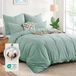 Coton Literie Ensemble 220x240 cm Vert avec Taies d'oreiller