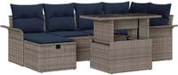 vidaXL Tuinbank Set 7-delig Grijs Polyrattan