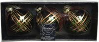 Decoris Luxe kerstballen - 3x st - brass groen - D8 cm - glas