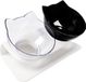Unyqoos BioBedding B.V. Dubbele voerbak voor katten en puppy's, 15° gekanteld, transparant, antislip